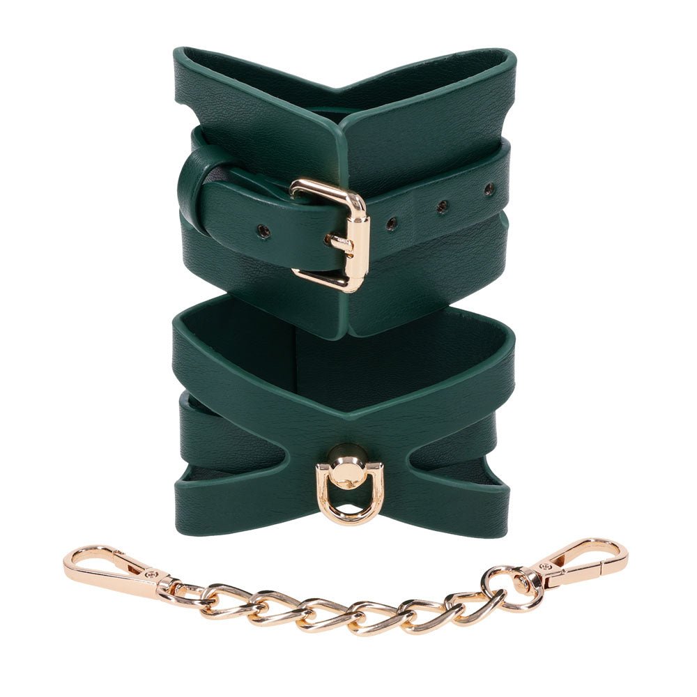 Sex & Mischief Indica Cutout Cuffs - Green/Gold Restraints - BONDAGE - TOYS - Mr and Mrs D's