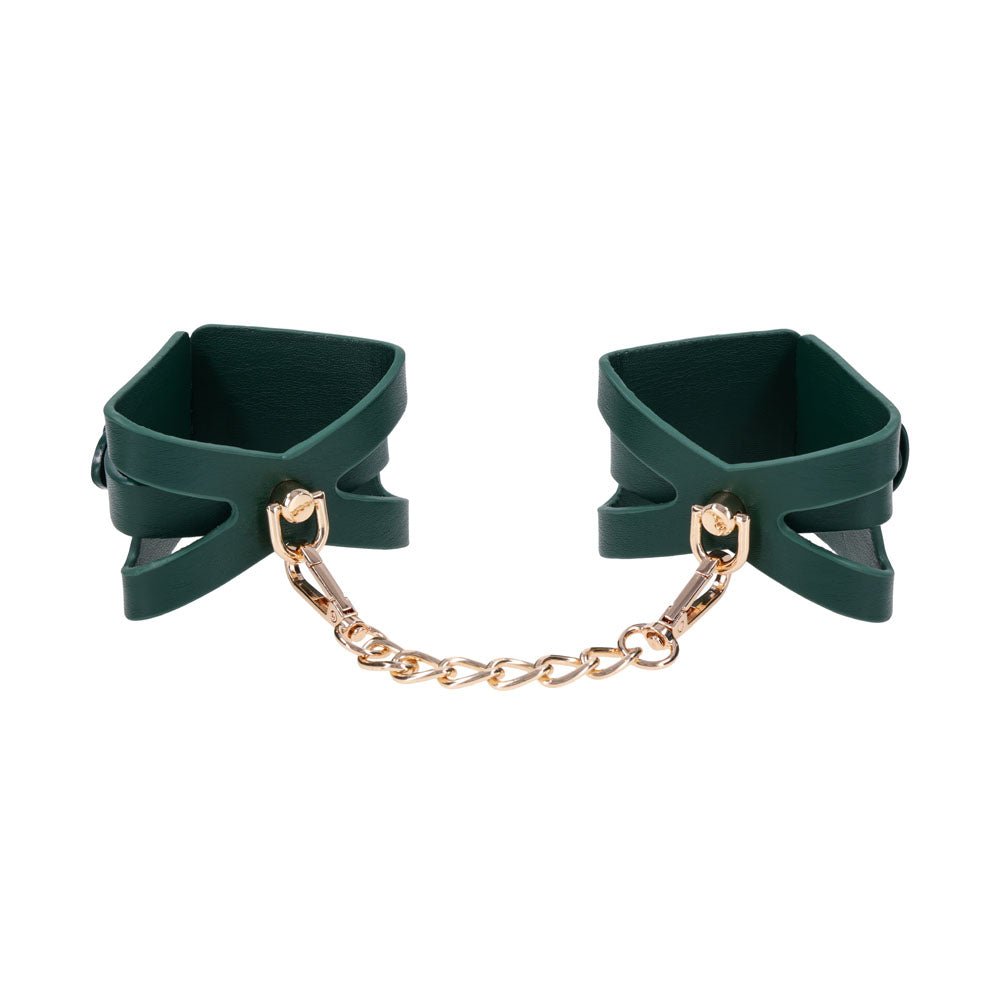Sex & Mischief Indica Cutout Cuffs - Green/Gold Restraints - BONDAGE - TOYS - Mr and Mrs D's