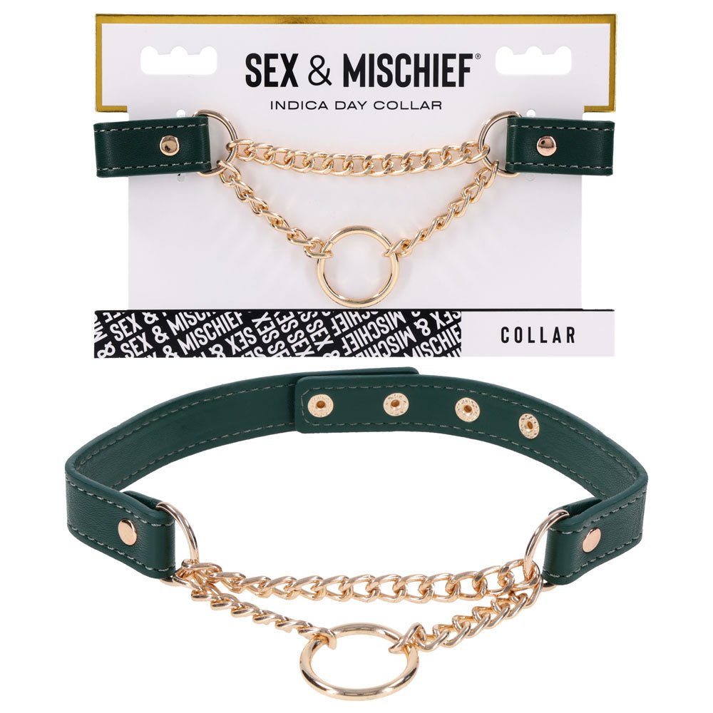 Sex & Mischief Indica Day Collar - Green/Gold Collar - BONDAGE - TOYS - Mr and Mrs D's