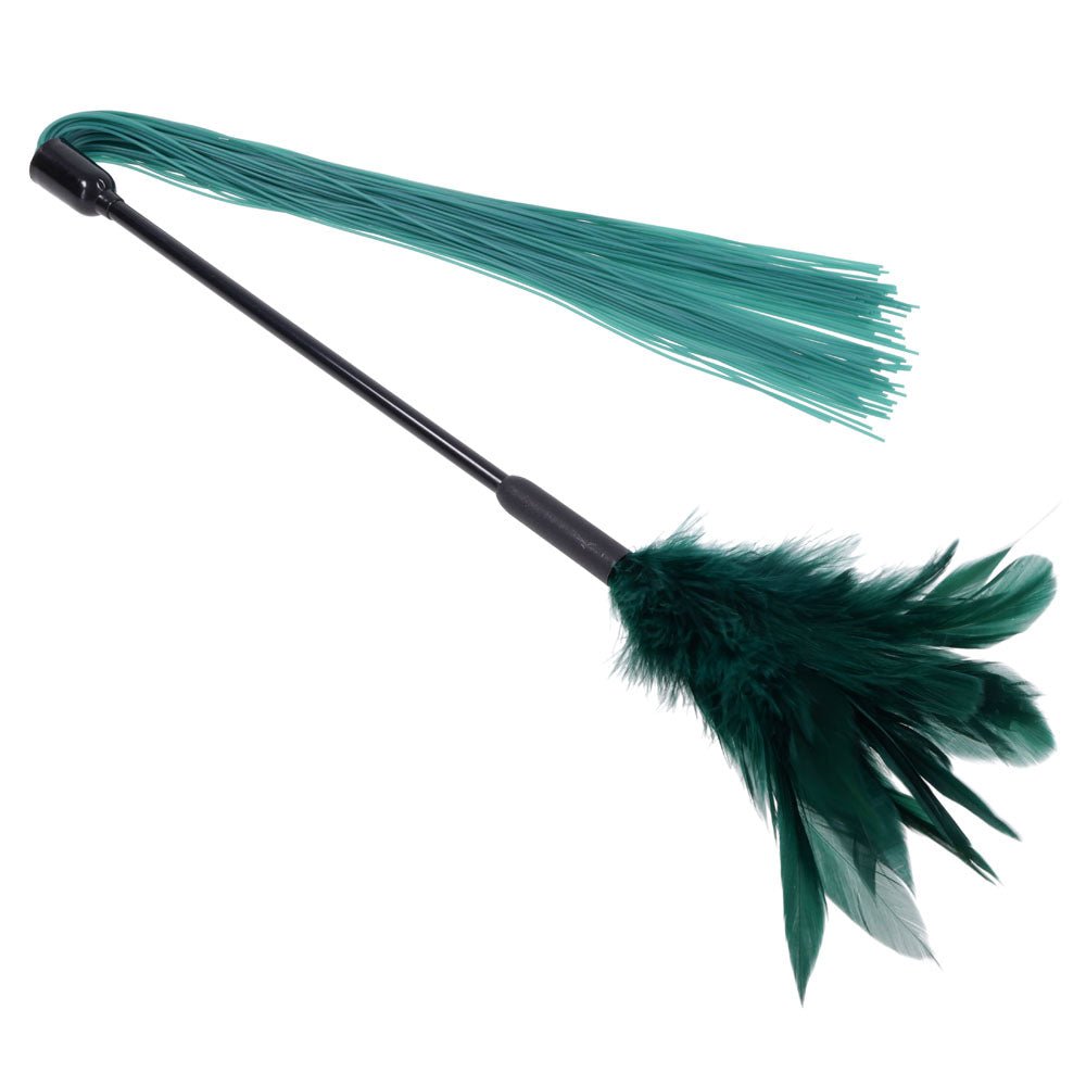 Sex & Mischief Indica Feather Tickler - Green Feather Tickler Whip - BONDAGE - TOYS - Mr and Mrs D's