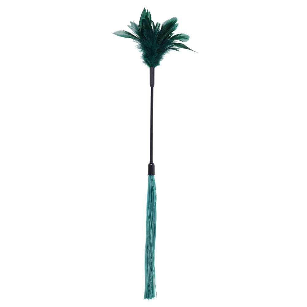 Sex & Mischief Indica Feather Tickler - Green Feather Tickler Whip - BONDAGE - TOYS - Mr and Mrs D's