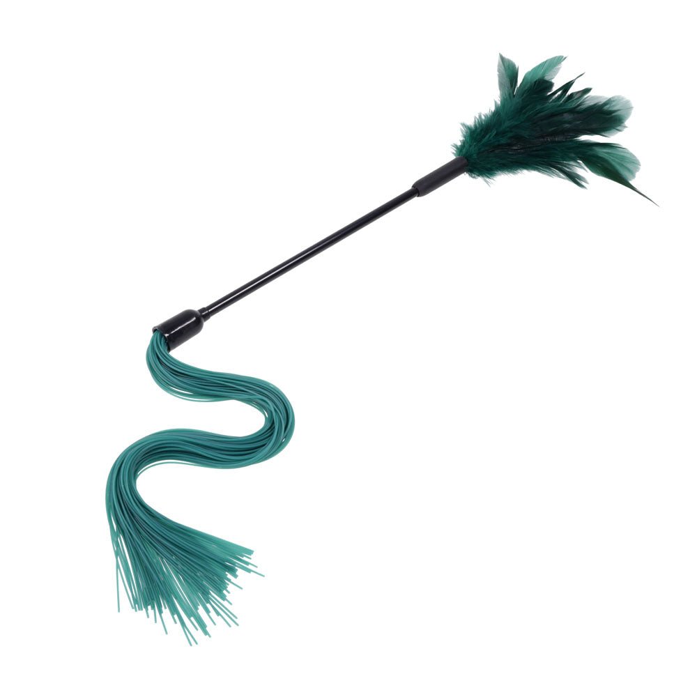 Sex & Mischief Indica Feather Tickler - Green Feather Tickler Whip - BONDAGE - TOYS - Mr and Mrs D's