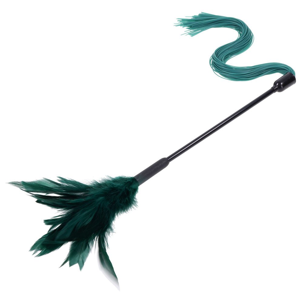 Sex & Mischief Indica Feather Tickler - Green Feather Tickler Whip - BONDAGE - TOYS - Mr and Mrs D's