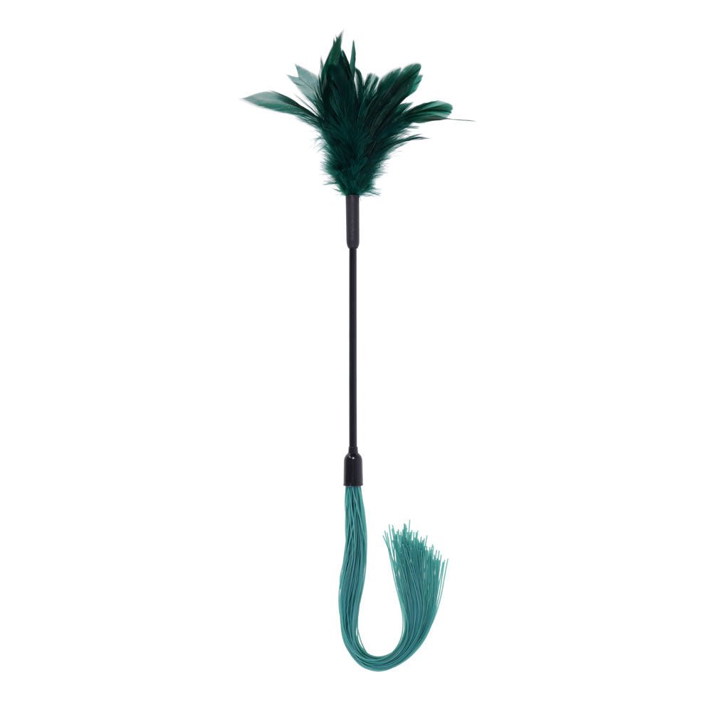Sex & Mischief Indica Feather Tickler - Green Feather Tickler Whip - BONDAGE - TOYS - Mr and Mrs D's