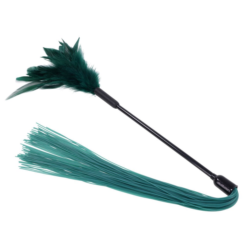 Sex & Mischief Indica Feather Tickler - Green Feather Tickler Whip - BONDAGE - TOYS - Mr and Mrs D's