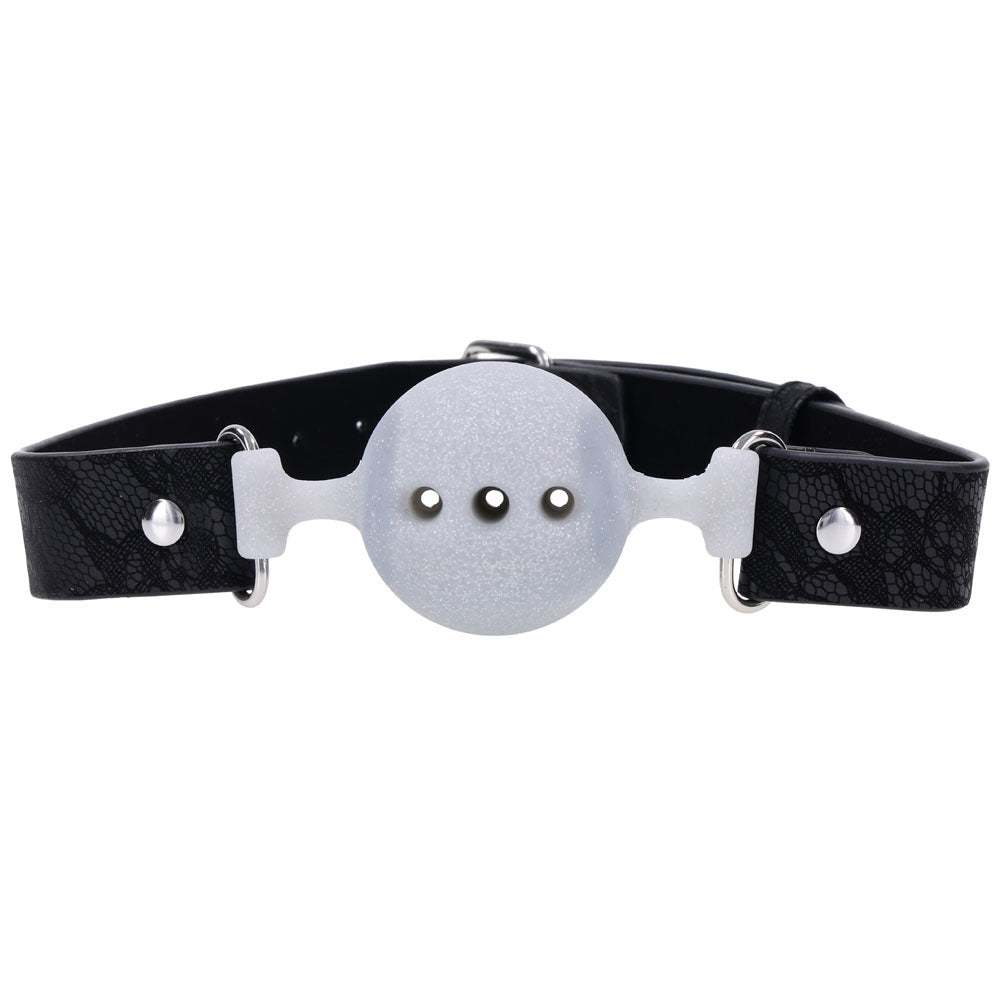 Sex & Mischief Lace Silicone Breathable Ball Gag - Black/Grey Mouth Restraint - BONDAGE - TOYS - Mr and Mrs D's
