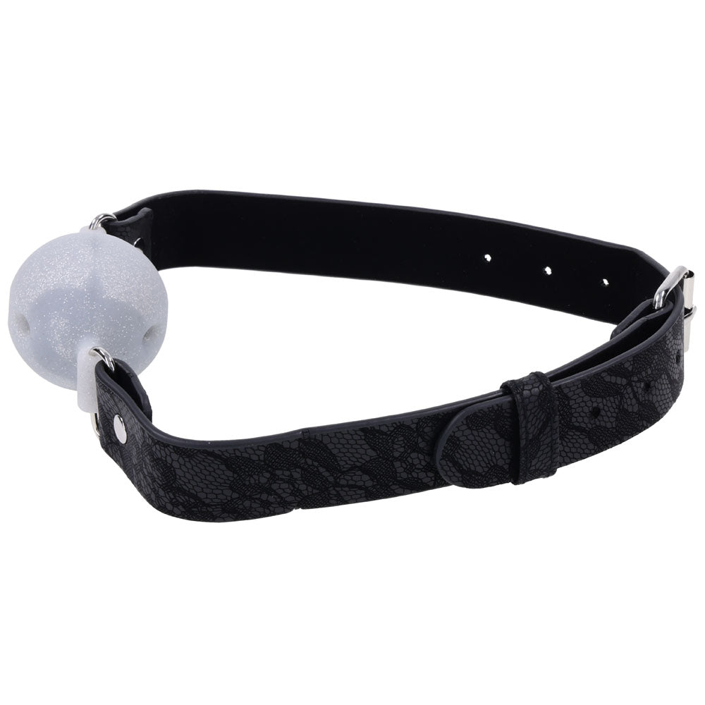 Sex & Mischief Lace Silicone Breathable Ball Gag - Black/Grey Mouth Restraint - BONDAGE - TOYS - Mr and Mrs D's