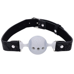 Sex & Mischief Lace Silicone Breathable Ball Gag - Black/Grey Mouth Restraint - BONDAGE - TOYS - Mr and Mrs D's