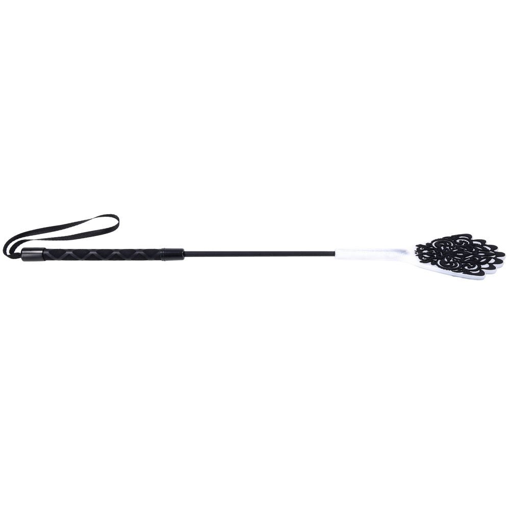 Sex & Mischief Lace Silicone Crop - Black/White 50 cm Crop Whip - BONDAGE - TOYS - Mr and Mrs D's