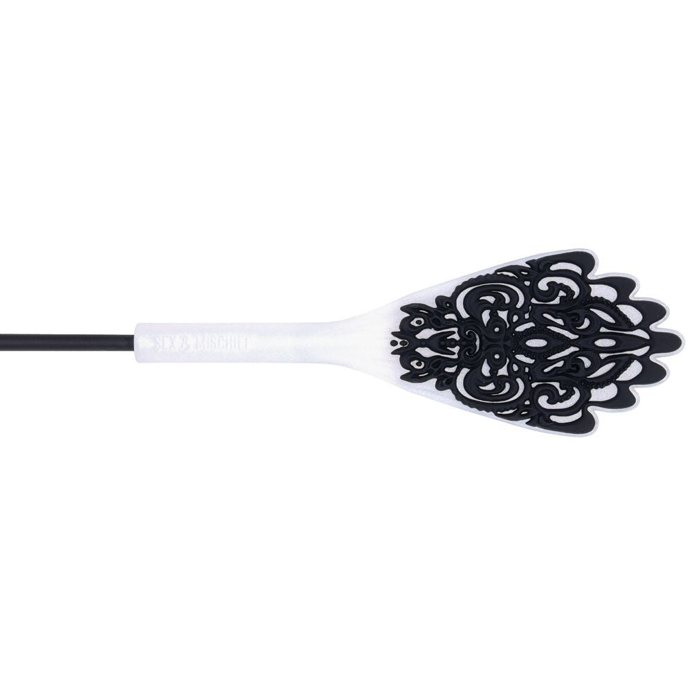 Sex & Mischief Lace Silicone Crop - Black/White 50 cm Crop Whip - BONDAGE - TOYS - Mr and Mrs D's
