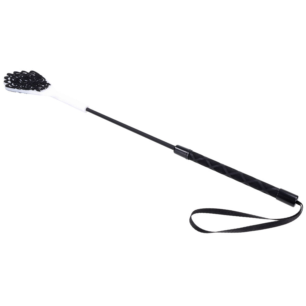 Sex & Mischief Lace Silicone Crop - Black/White 50 cm Crop Whip - BONDAGE - TOYS - Mr and Mrs D's