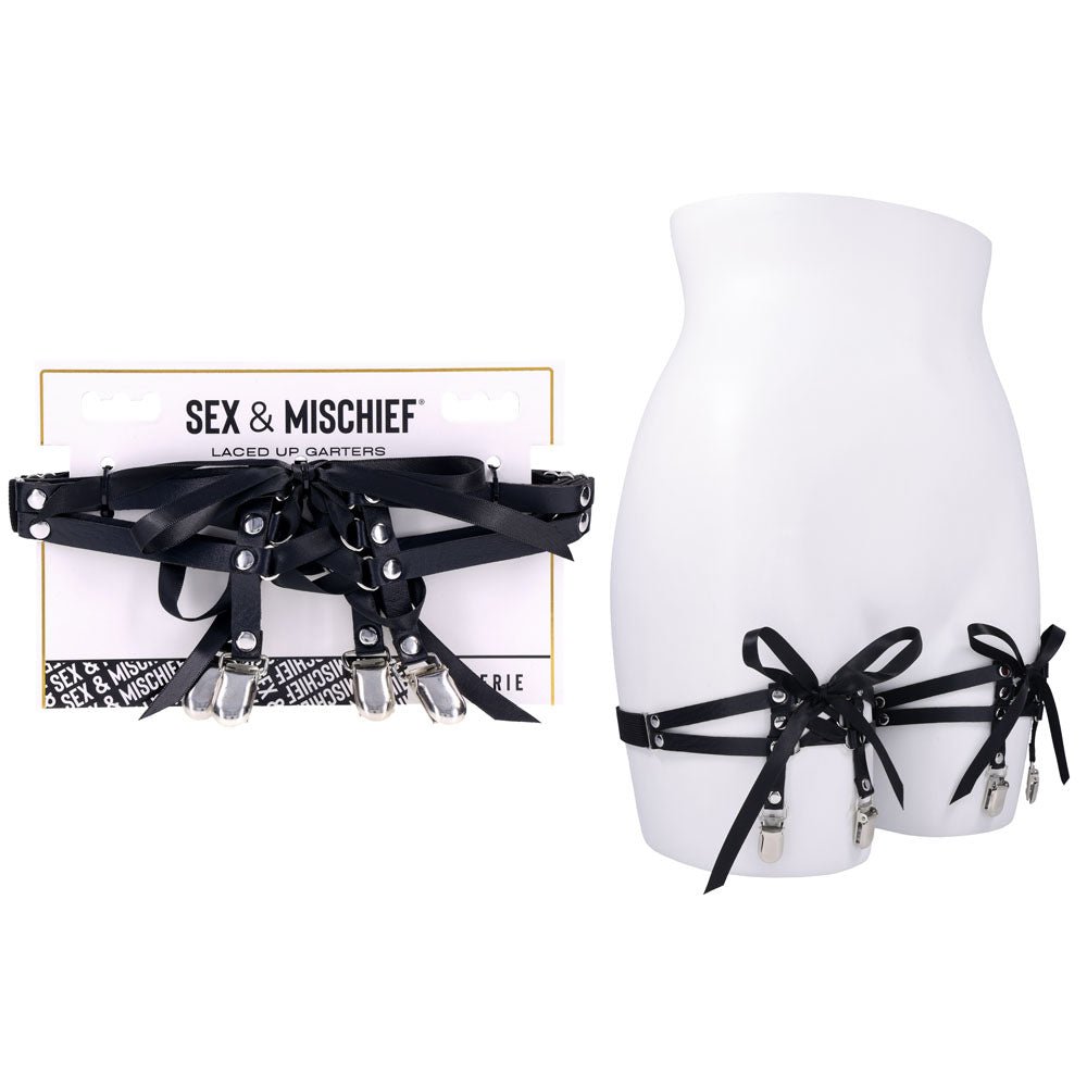 Sex & Mischief Laced Up Garters - Black Garters - BONDAGE - TOYS - Mr and Mrs D's