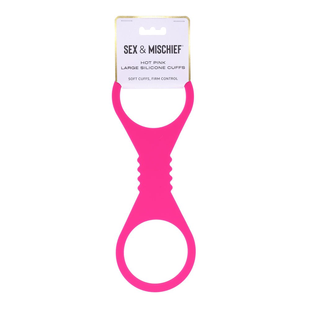 Sex & Mischief Large Hot Pink Silicone Cuffs - Hot Pink Large Restraints - BONDAGE - TOYS - Mr and Mrs D's