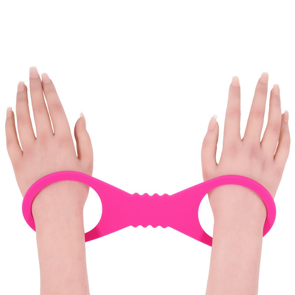 Sex & Mischief Large Hot Pink Silicone Cuffs - Hot Pink Large Restraints - BONDAGE - TOYS - Mr and Mrs D's