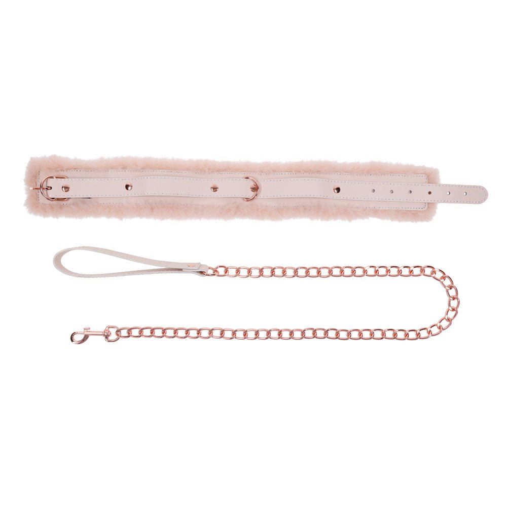 Sex & Mischief Peaches n CreaMe BDSM Fur Collar & Leash - BONDAGE - TOYS - Mr and Mrs D's
