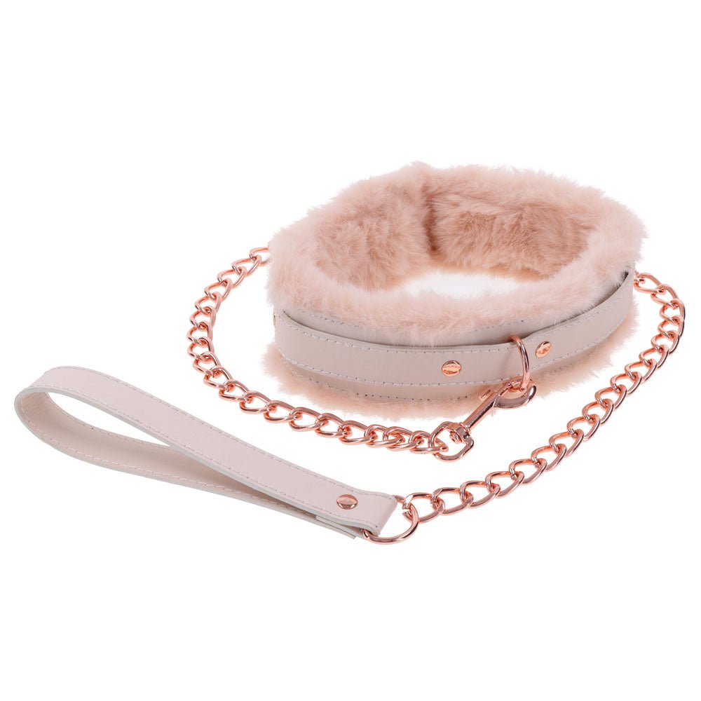 Sex & Mischief Peaches n CreaMe BDSM Fur Collar & Leash - BONDAGE - TOYS - Mr and Mrs D's