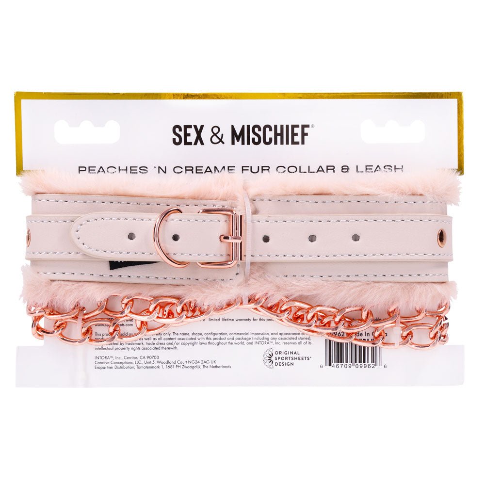 Sex & Mischief Peaches n CreaMe BDSM Fur Collar & Leash - BONDAGE - TOYS - Mr and Mrs D's