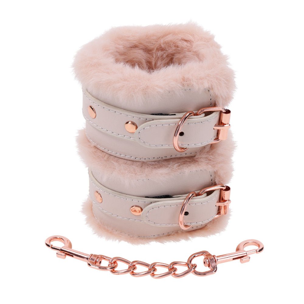 Sex & Mischief Peaches n CreaMe Fur Handcuffs - BONDAGE - TOYS - Mr and Mrs D's