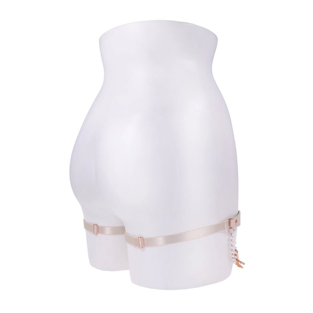 Sex & Mischief Peaches n CreaMe Pearl Garters - Peach / Rose Gold Garters with Pearls - Set of 2 - BONDAGE - TOYS - Mr and Mrs D's