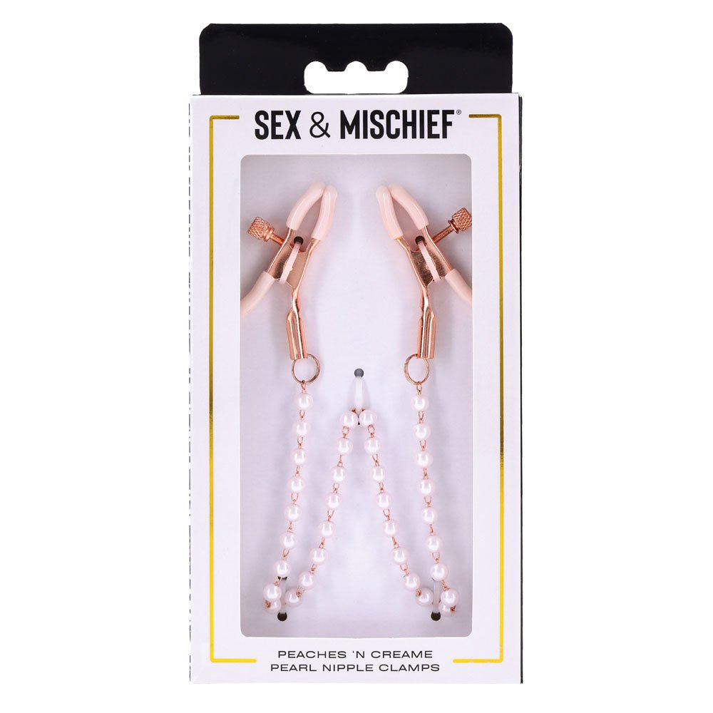 Sex & Mischief Peaches n CreaMe Pearl Nipple Clamps - BONDAGE - TOYS - Mr and Mrs D's