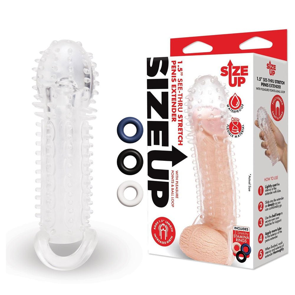 Size Up 1.5 Inch See - Thru Stretch Penis Extender - Mr and Mrs D's
