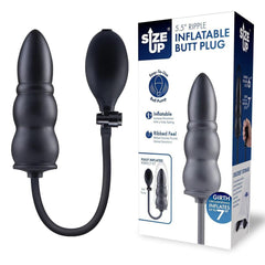 Size Up 5.5 Inch Ripple Inflatable Butt Plug - Black 15.2 cm - ANAL TOYS - Mr and Mrs D's