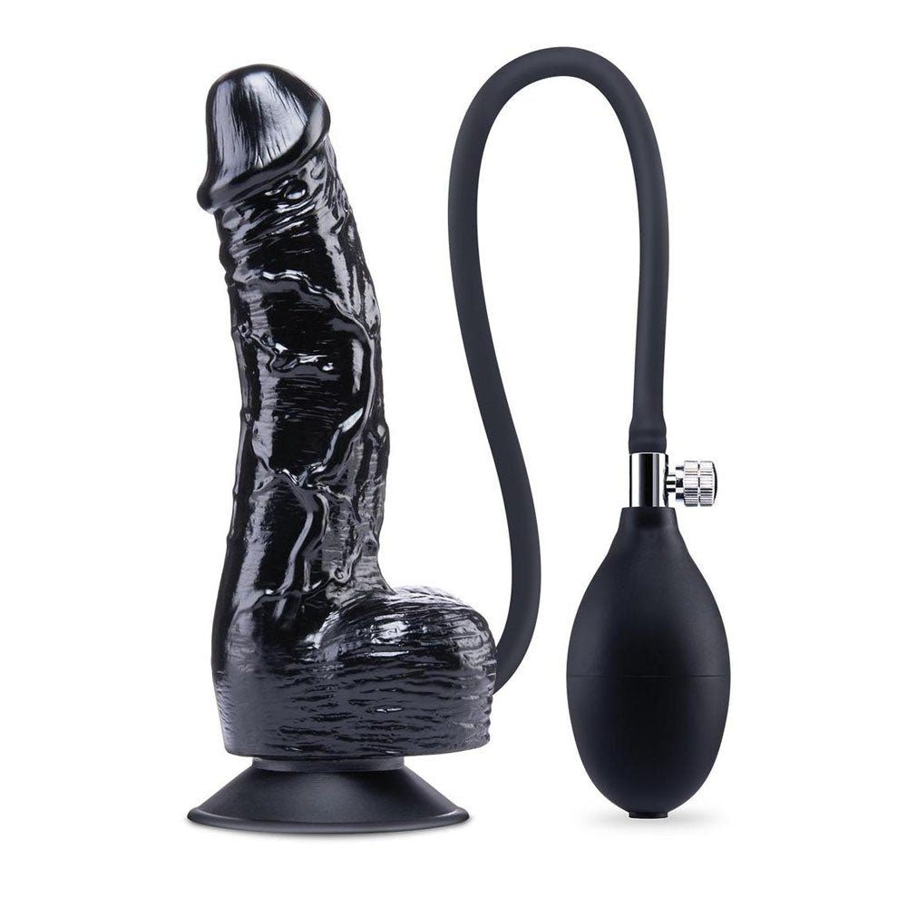 Size Up 6 Inch Inflatable Dildo with Balls - Black 17.8 cm Inflatable Dong - DONGS - Mr and Mrs D's