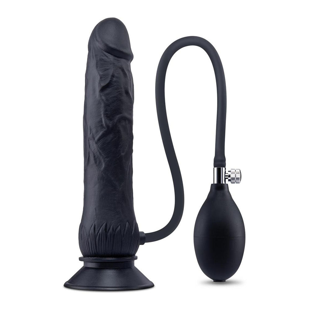 Size Up 7.5 Inch Inflatable Dildo with Balls - Black 20.3 cm Inflatable Dong - DONGS - Mr and Mrs D's