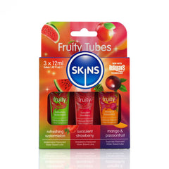 Skins Fruity Tubes - Watermelon, Strawberry, & Mango & Passionfruit Flavoured Lubricants - 12 ml Bottles - Mr and Mrs D's