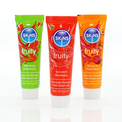 Skins Fruity Tubes - Watermelon, Strawberry, & Mango & Passionfruit Flavoured Lubricants - 12 ml Bottles - LOTIONS & LUBES - Mr and Mrs D's