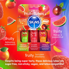 Skins Fruity Tubes - Watermelon, Strawberry, & Mango & Passionfruit Flavoured Lubricants - 12 ml Bottles - LOTIONS & LUBES - Mr and Mrs D's