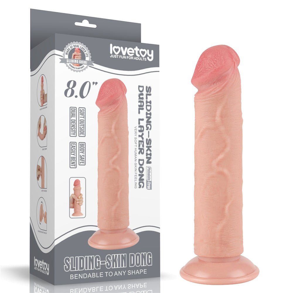 Sliding Skin Dual Layer Dong - Flesh 20 cm (8'') Dong with Flexible Skin - DONGS - Mr and Mrs D's