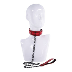 S&M Exs & Ohs Collar and Leash - Red Neck Restraint - BONDAGE - TOYS - Mr and Mrs D's