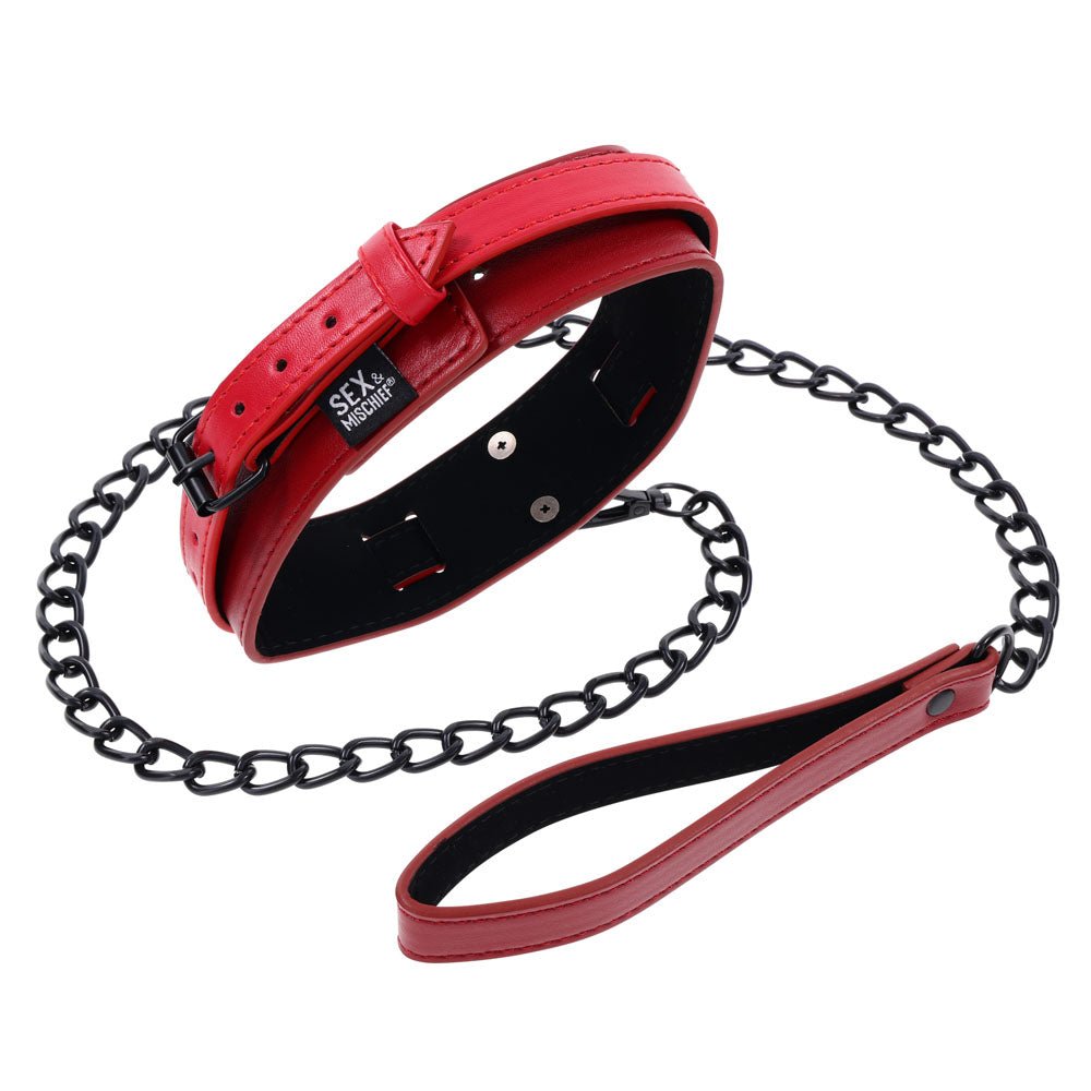 S&M Exs & Ohs Collar and Leash - Red Neck Restraint - BONDAGE - TOYS - Mr and Mrs D's