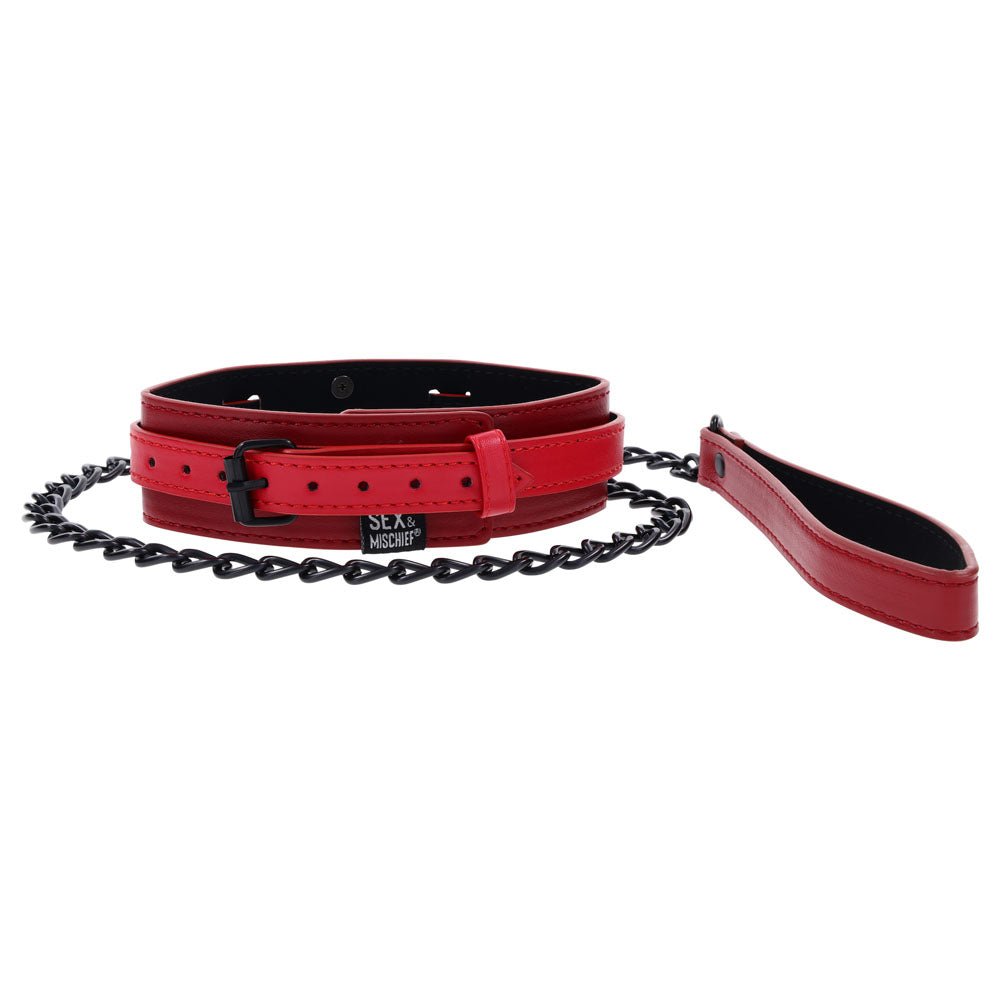 S&M Exs & Ohs Collar and Leash - Red Neck Restraint - BONDAGE - TOYS - Mr and Mrs D's