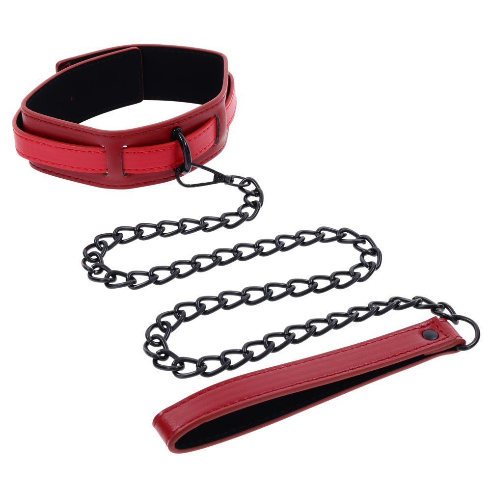 S&M Exs & Ohs Collar and Leash - Red Neck Restraint - BONDAGE - TOYS - Mr and Mrs D's