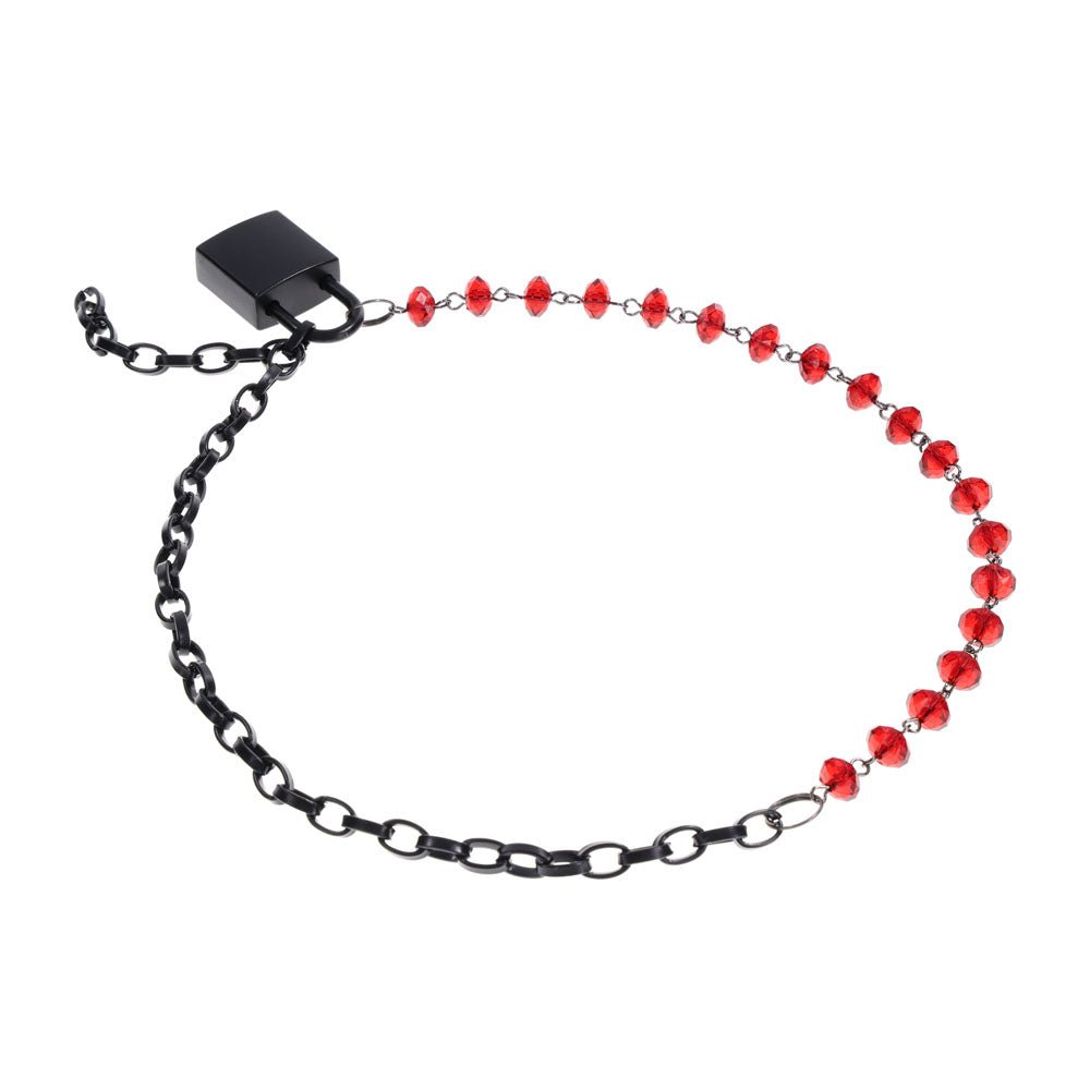 S&M Exs & Ohs Crystal Day Collar - Red/Black Collar Jewellery - BONDAGE - TOYS - Mr and Mrs D's