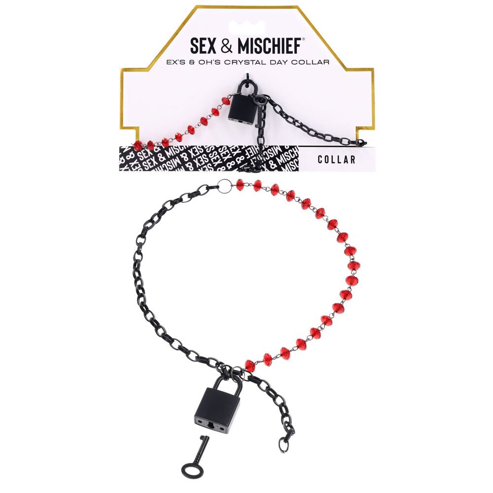 S&M Exs & Ohs Crystal Day Collar - Red/Black Collar Jewellery - Mr and Mrs D's