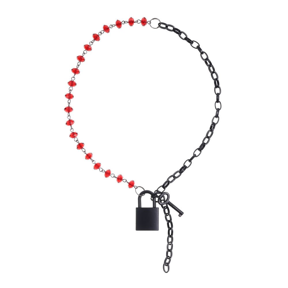 S&M Exs & Ohs Crystal Day Collar - Red/Black Collar Jewellery - BONDAGE - TOYS - Mr and Mrs D's