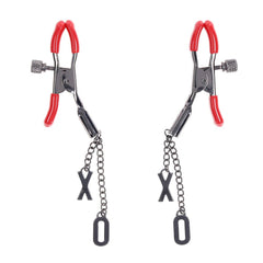 S&M Exs & Ohs Nipple Clamps - Red Tipped Metal Nipple Clamps - Set of 2 - BONDAGE - TOYS - Mr and Mrs D's