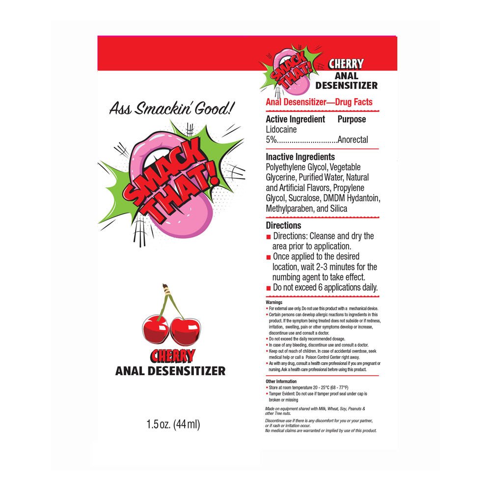 Smack That! Anal Desensitiser - Cherry - Cherry Flavoured Anal Desensitiser - 44 ml Tube - Mr and Mrs D's