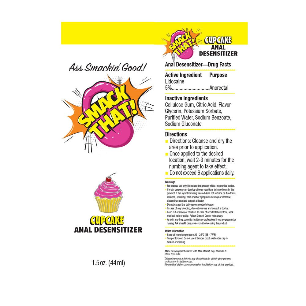 Smack That! Anal Desensitiser - Cupcake - Cupcake Flavoured Anal Desensitiser - 44 ml Tube - Mr and Mrs D's