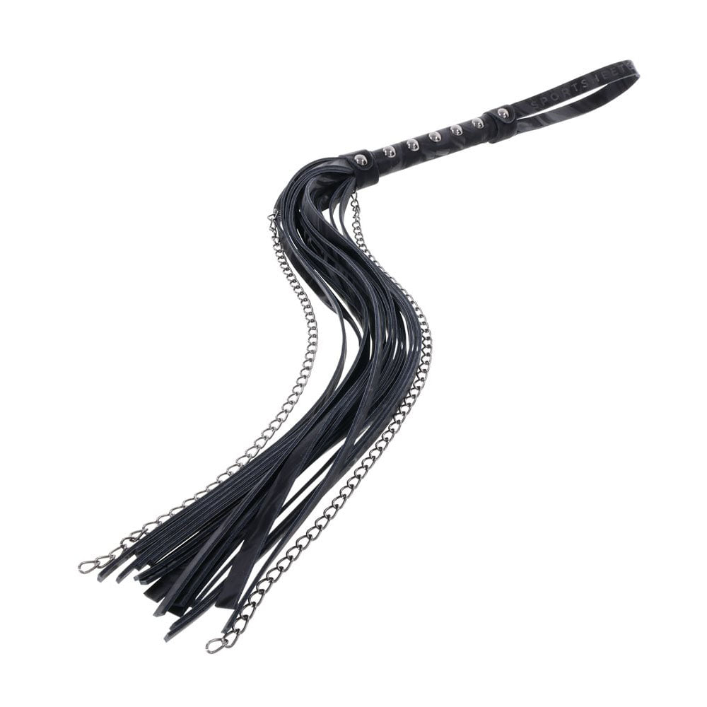 SPORTSHEETS Velvet Noir Chain Flogger - Black 43 cm Flogger Whip - Mr and Mrs D's