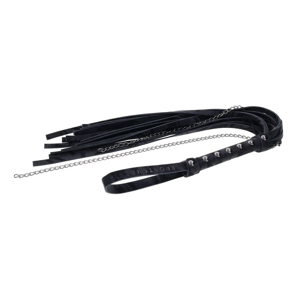 SPORTSHEETS Velvet Noir Chain Flogger - Black 43 cm Flogger Whip - Mr and Mrs D's