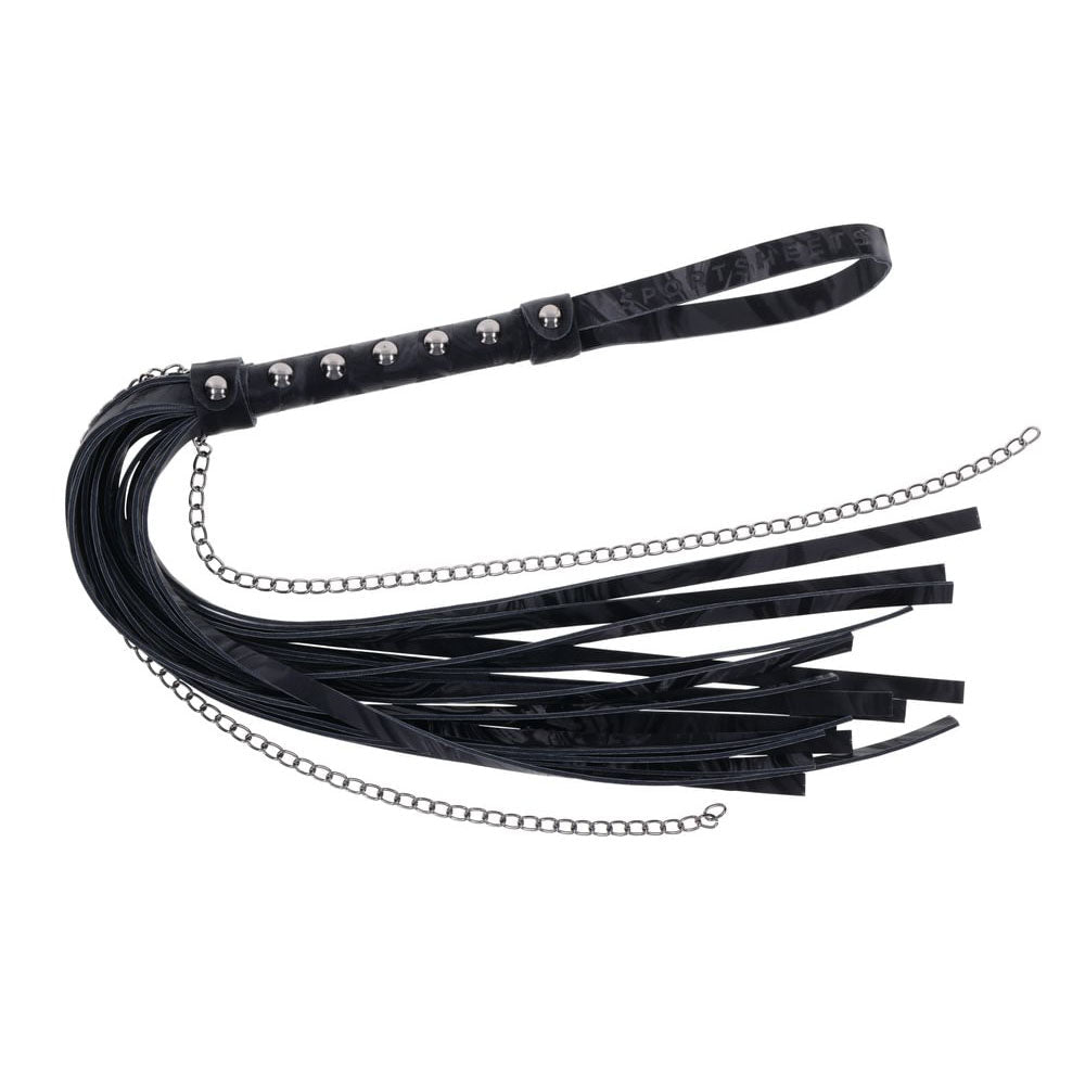 SPORTSHEETS Velvet Noir Chain Flogger - Black 43 cm Flogger Whip - Mr and Mrs D's