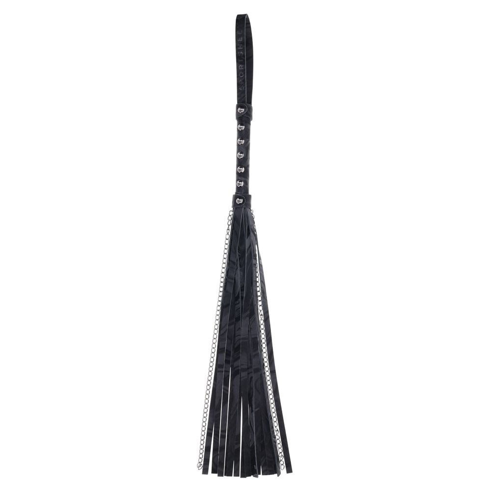 SPORTSHEETS Velvet Noir Chain Flogger - Black 43 cm Flogger Whip - Mr and Mrs D's