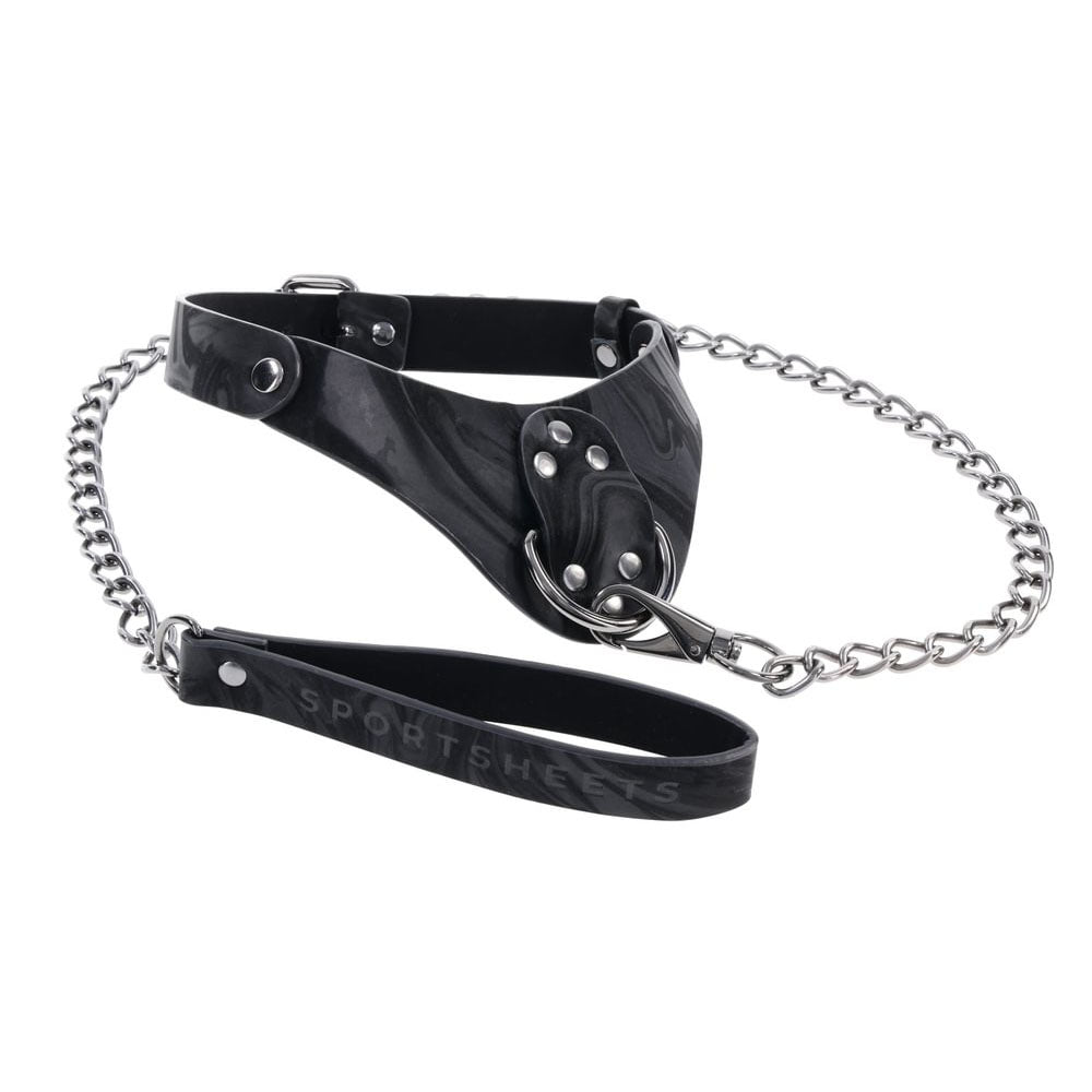 SPORTSHEETS Velvet Noir Collar & Leash - Black Restraint & Leash - Mr and Mrs D's