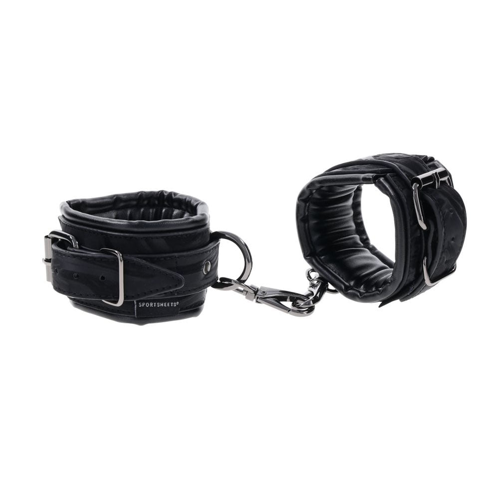 SPORTSHEETS Velvet Noir Handcuffs - Black Adjustable Cuff Restraints - Mr and Mrs D's