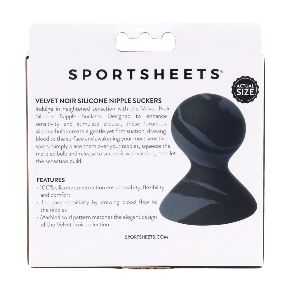 SPORTSHEETS Velvet Noir Silicone Nipple Suckers - Black/Grey Nipple Suckers - Set of 2 - BONDAGE - TOYS - Mr and Mrs D's