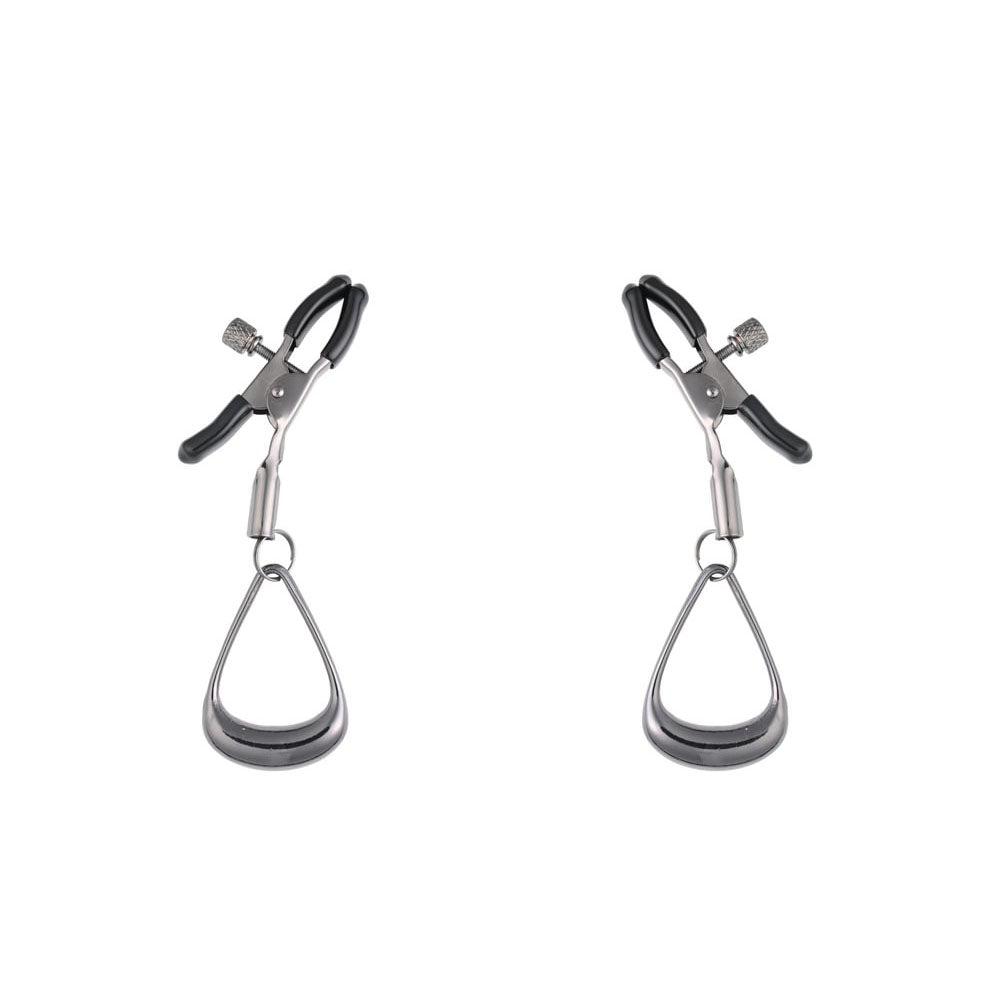 SPORTSHEETS Velvet Noir Tuggable Nipple Clamps - Gunmetal Adjustable Nipple Restraints - Mr and Mrs D's